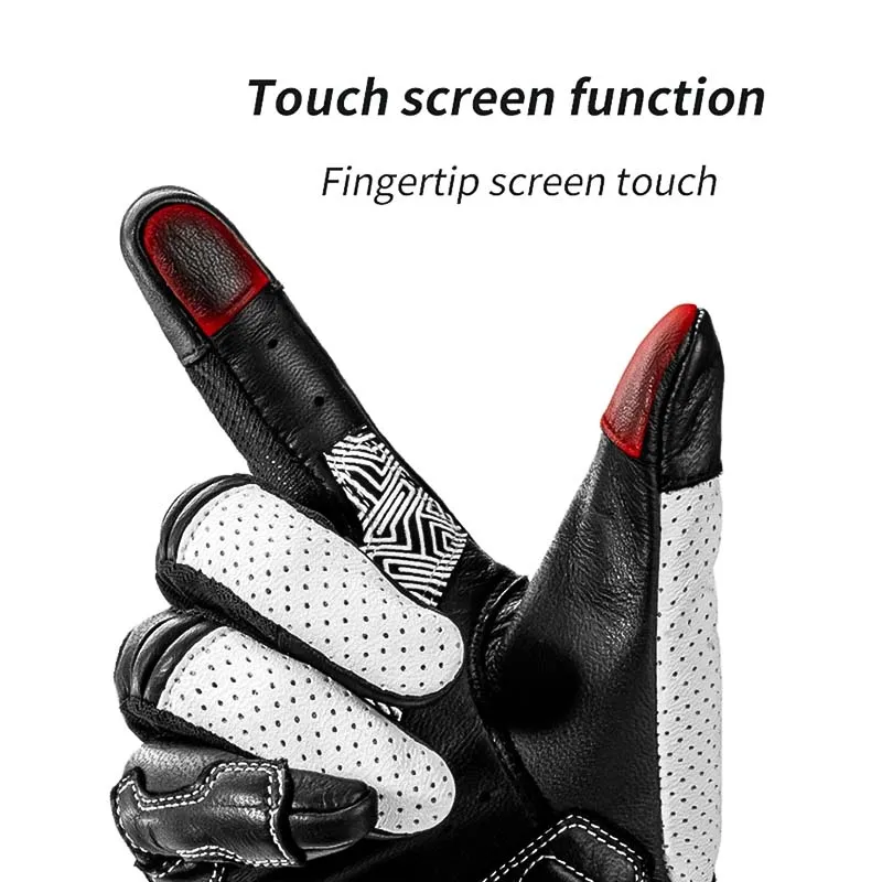 Breathable Sheepskin Leather Motorcycle Gloves