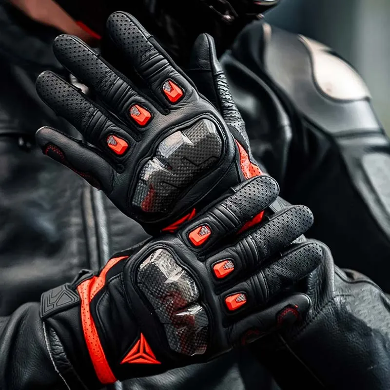 Breathable Sheepskin Leather Motorcycle Gloves