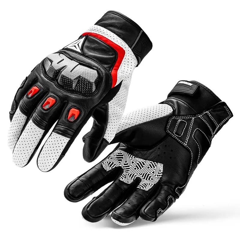 Breathable Sheepskin Leather Motorcycle Gloves