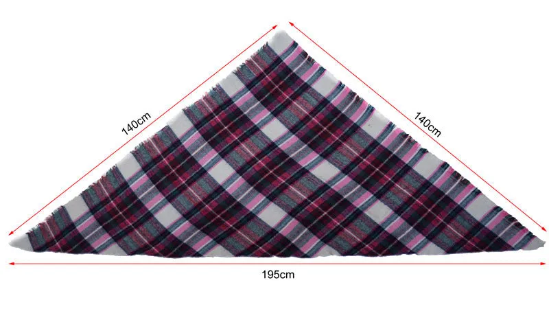 British Style Striped Plaid Triangle Scarf Shawl Fringed Scarves