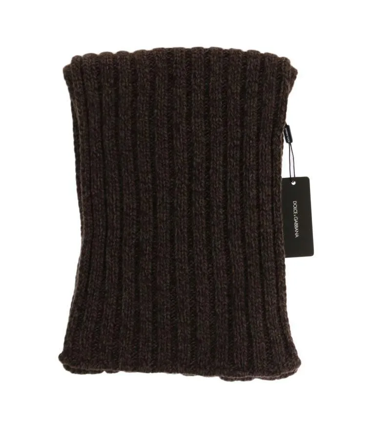 Brown Cashmere Wool Knitted Scarf