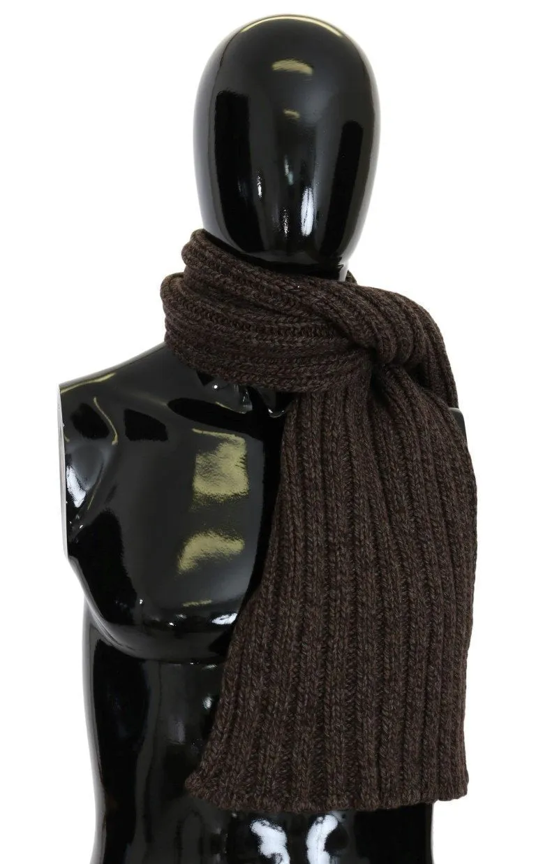 Brown Cashmere Wool Knitted Scarf