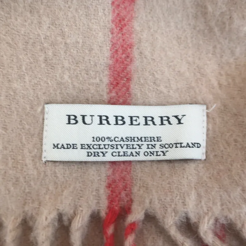 Burberry Classic Check Fringed Cashmere Scarf Archive Beige