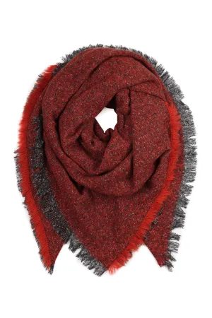 BURGUNDY BLANKET FRINGED SCARF