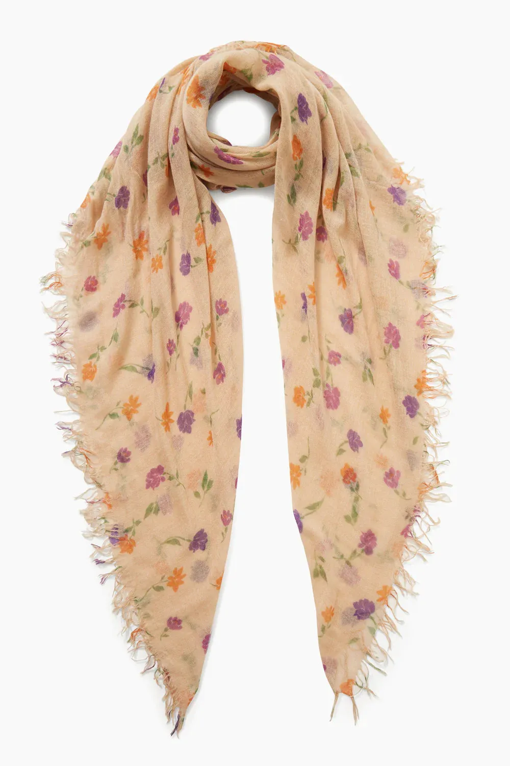 CASHMERE AND SILK SCARF IN CREAM