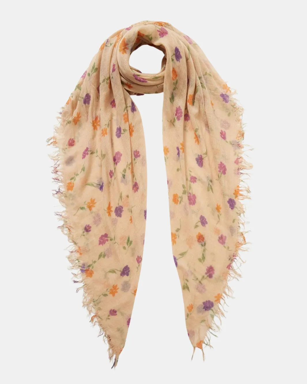 CASHMERE AND SILK SCARF IN CREAM