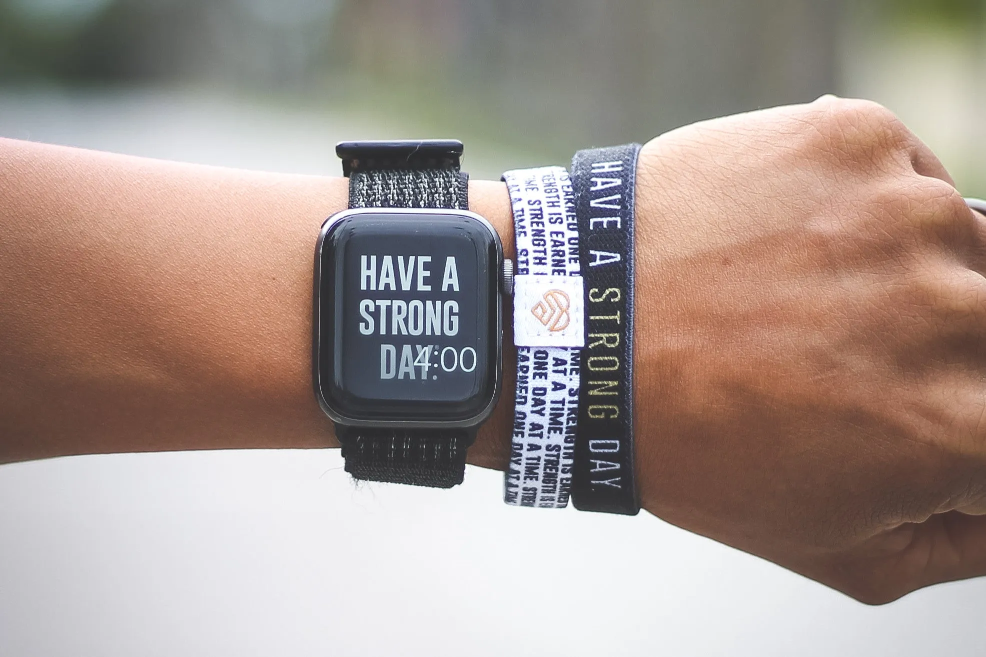 Classic "Strength is earned one day at a time." | Adult Reversible Wristband