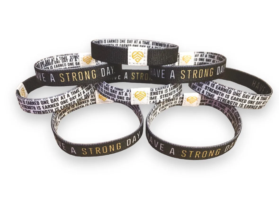 Classic "Strength is earned one day at a time." | Adult Reversible Wristband