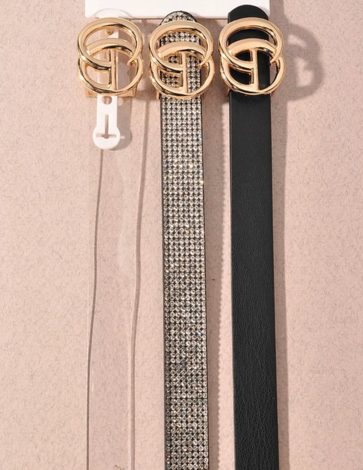 Clear, Sparkle and Black Skinny Belts 5 Colors