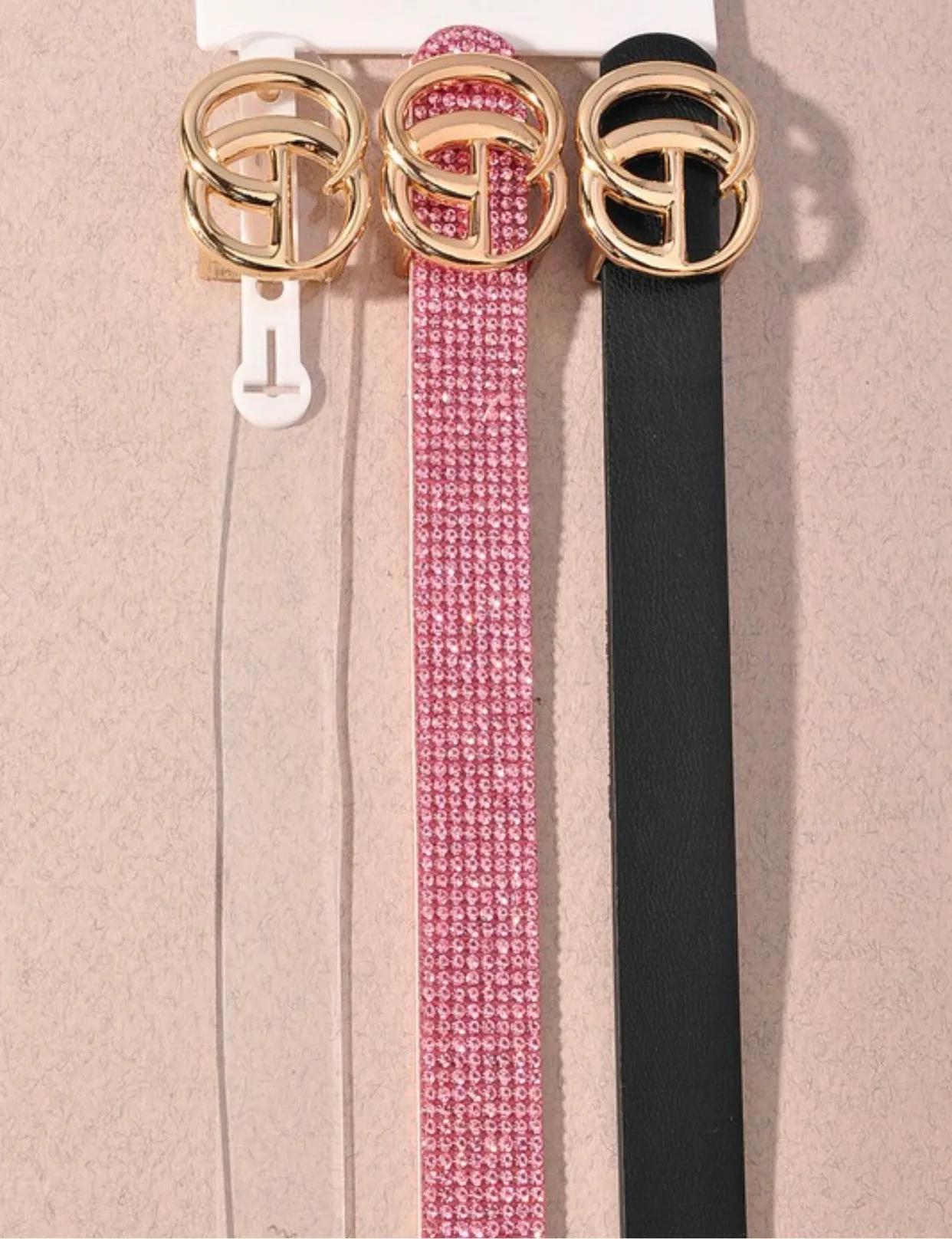 Clear, Sparkle and Black Skinny Belts 5 Colors