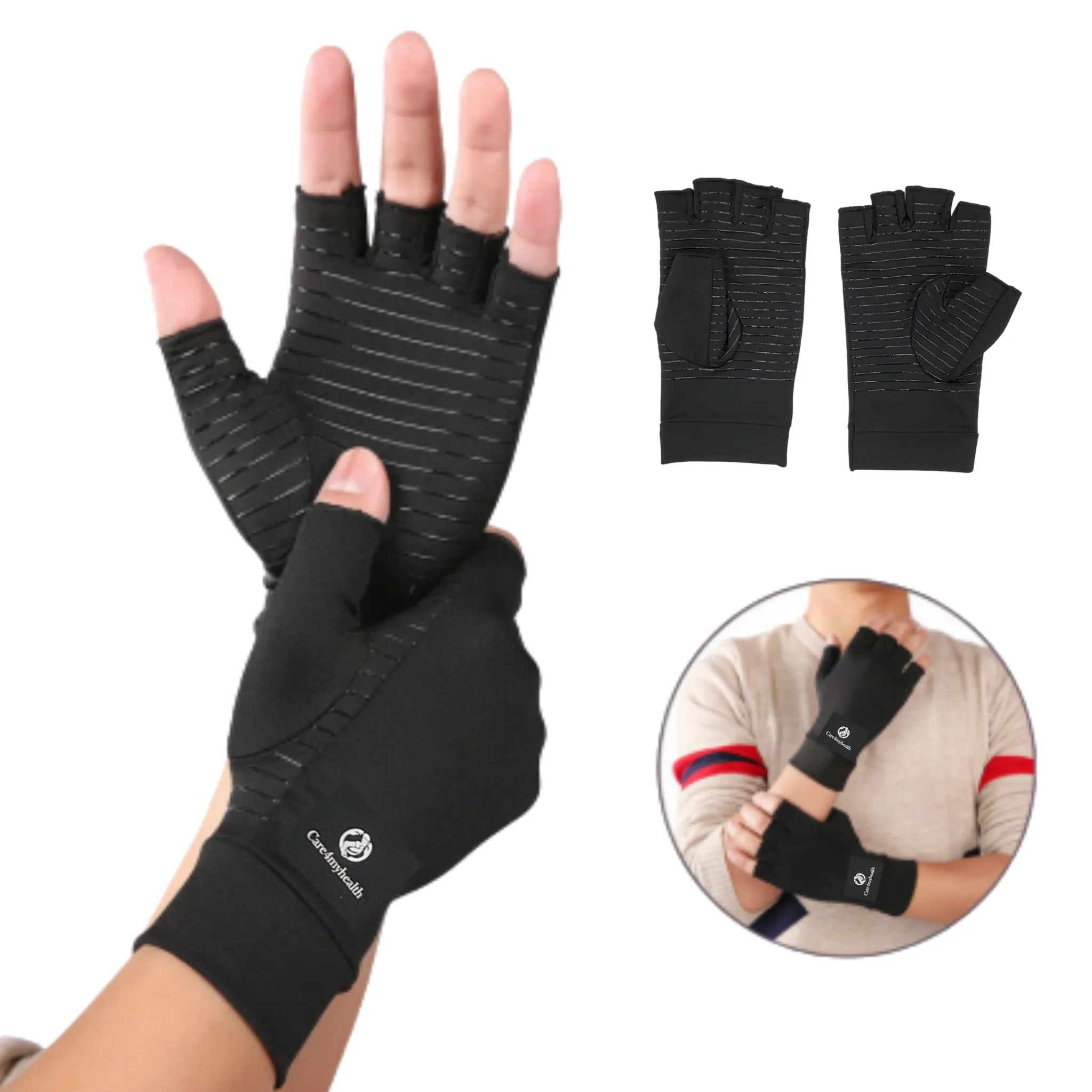 Copper Compression Open Finger Arthritis  Gloves
