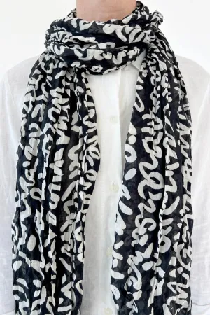 Cotton Scarf in Story Black