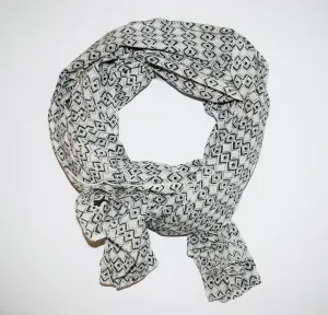 Cotton Voile Scarf | Diamond Sketch Ecru