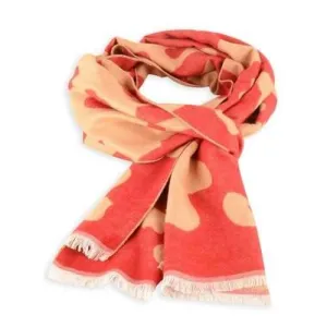 Cow Skin Fringed Edge Winter Scarf - Red