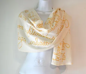 Custom Love is Patient, Love Never Fails 1 Corinthians 13:4-8 Scarf (Made To Order)