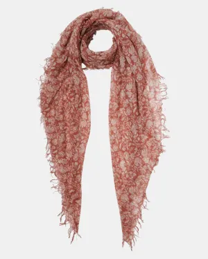 DAHLIA FLORAL CASHMERE AND SILK SCARF IN SEQUOIA