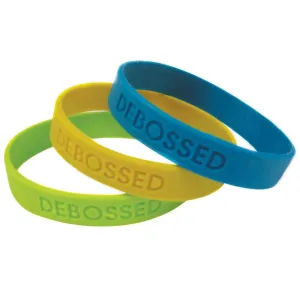 Debossed & Imprinted 1/2" Custom Silicone Wristbands SILDC - CHILD (100/Pack)