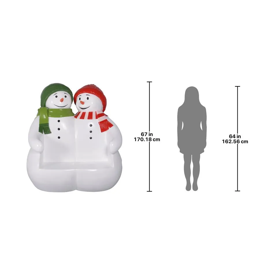 Design Toscano- Powder Pals Holiday Snowman Photo Op Sculptural Bench