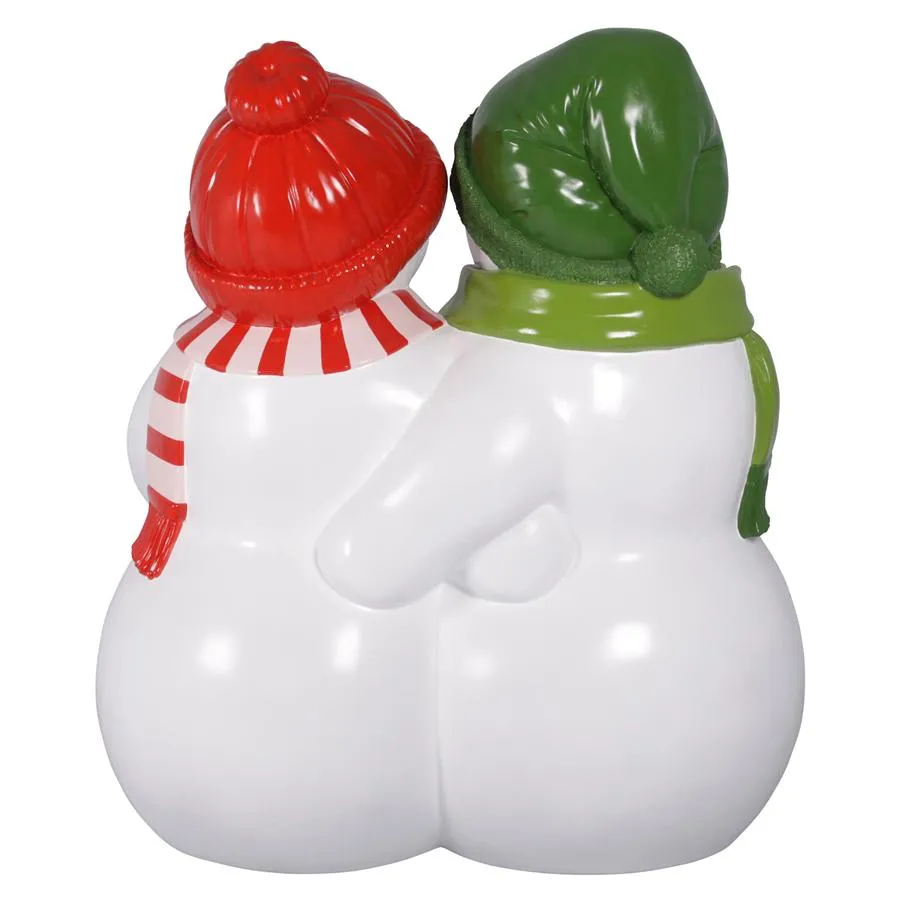 Design Toscano- Powder Pals Holiday Snowman Photo Op Sculptural Bench