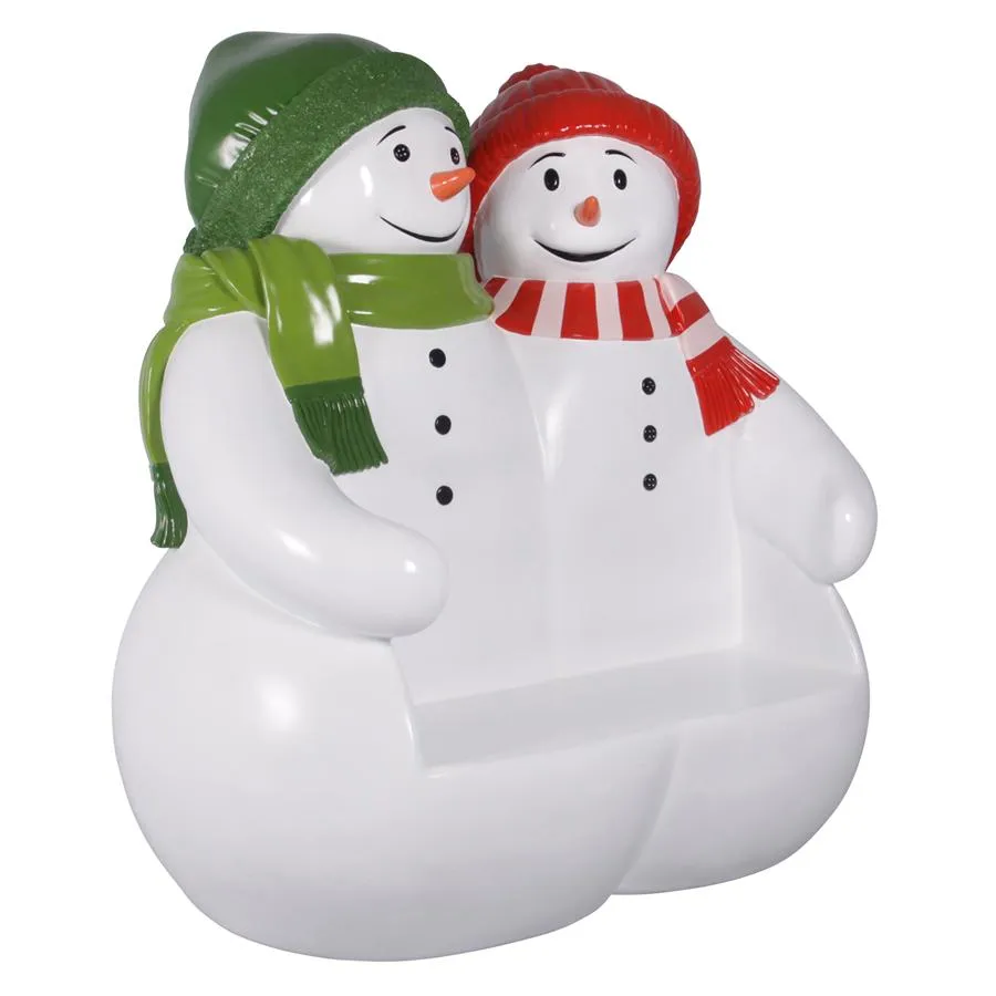 Design Toscano- Powder Pals Holiday Snowman Photo Op Sculptural Bench