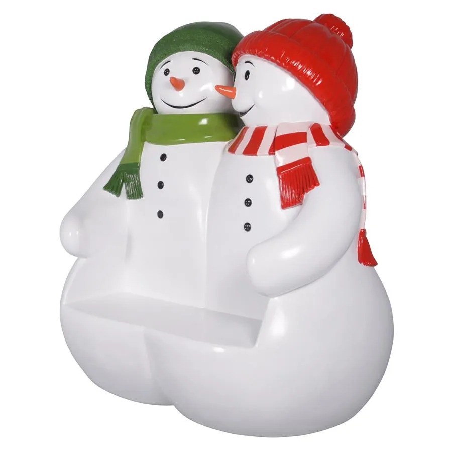 Design Toscano- Powder Pals Holiday Snowman Photo Op Sculptural Bench