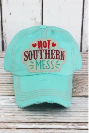 Distressed Baseball Cap ~ Hot Southern Mess