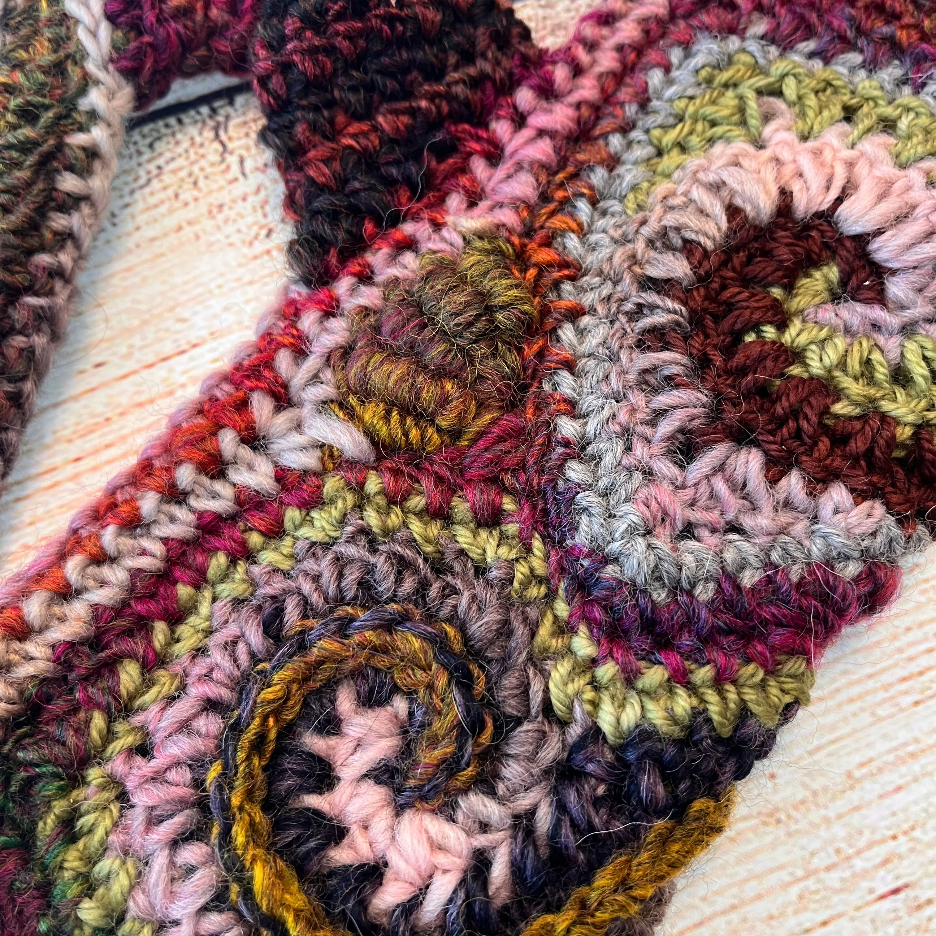 Earthy Freeform Crochet Gloves #2