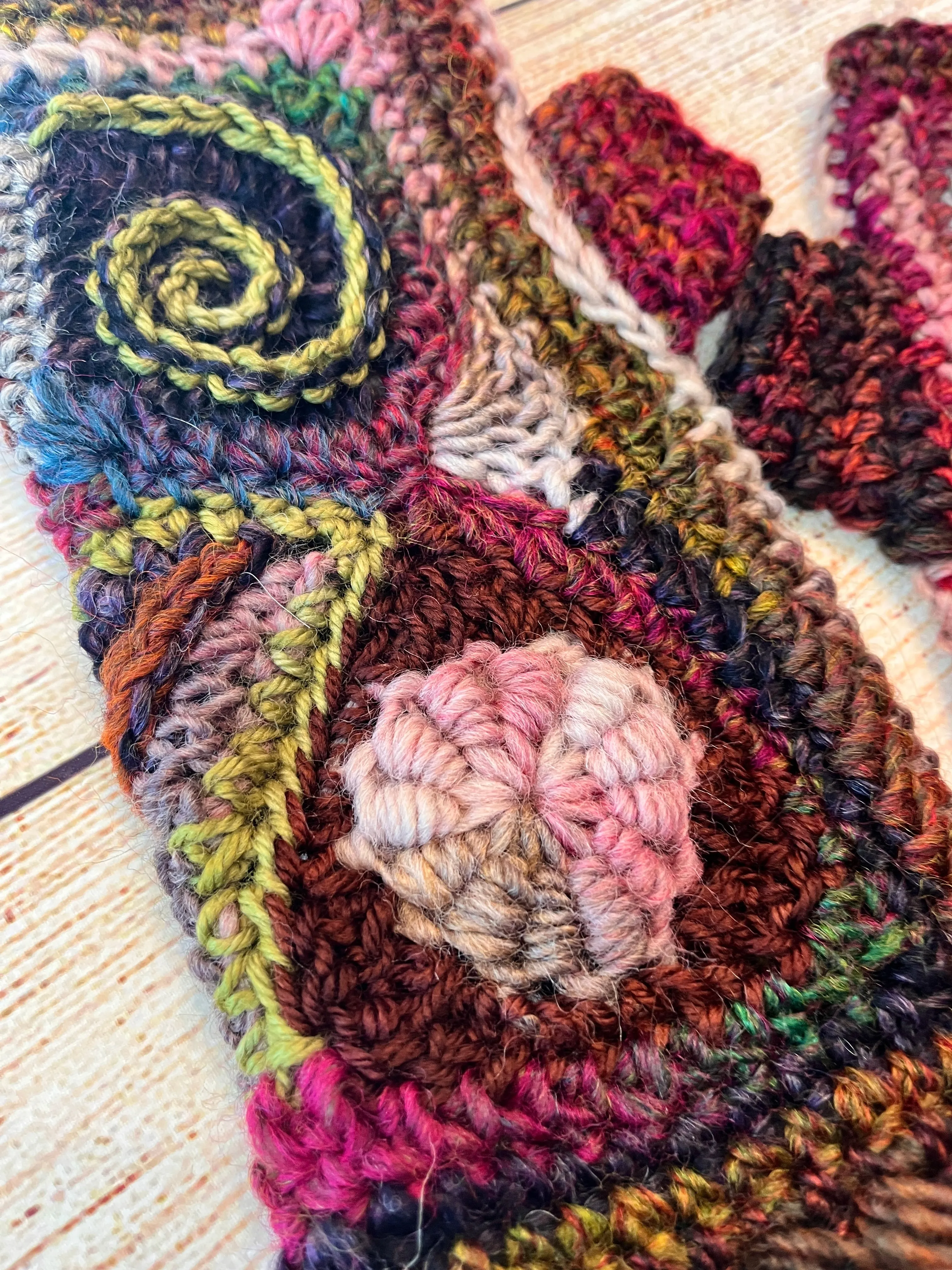 Earthy Freeform Crochet Gloves #2