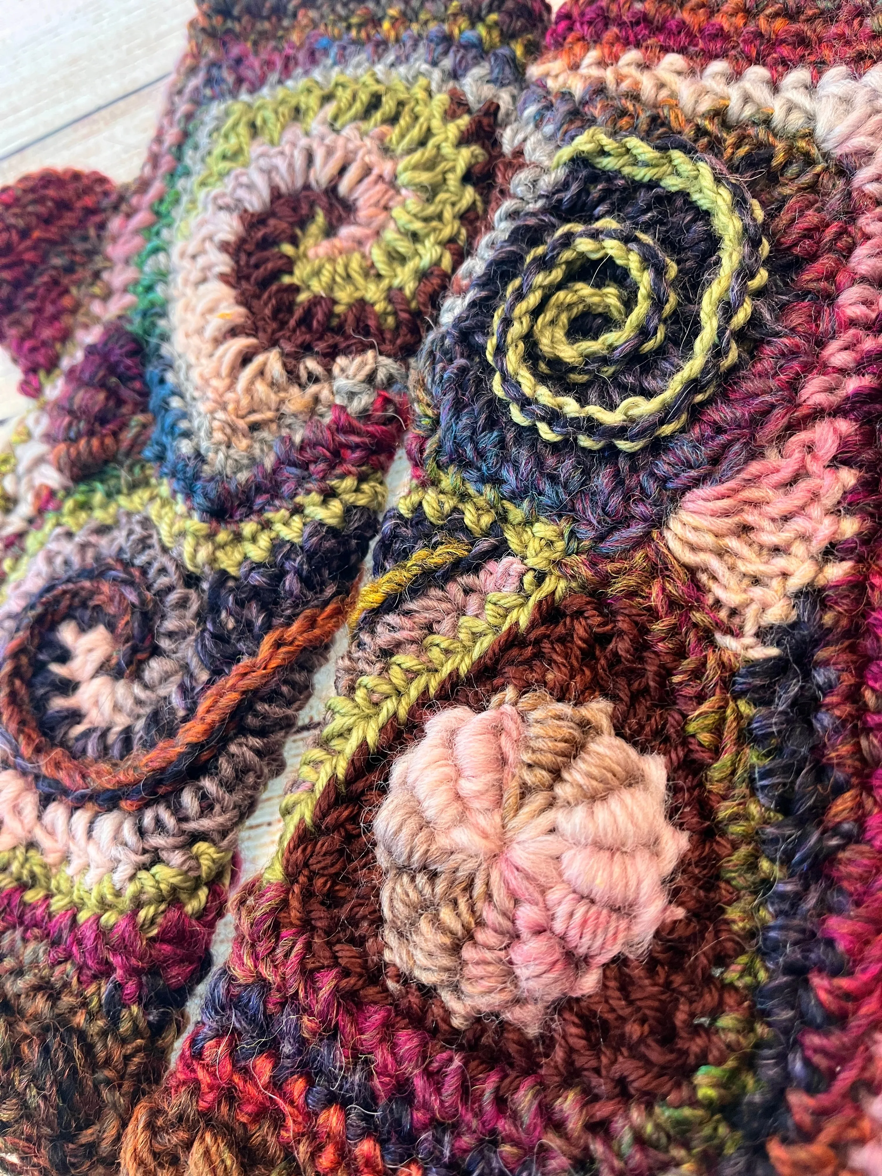 Earthy Freeform Crochet Gloves #2