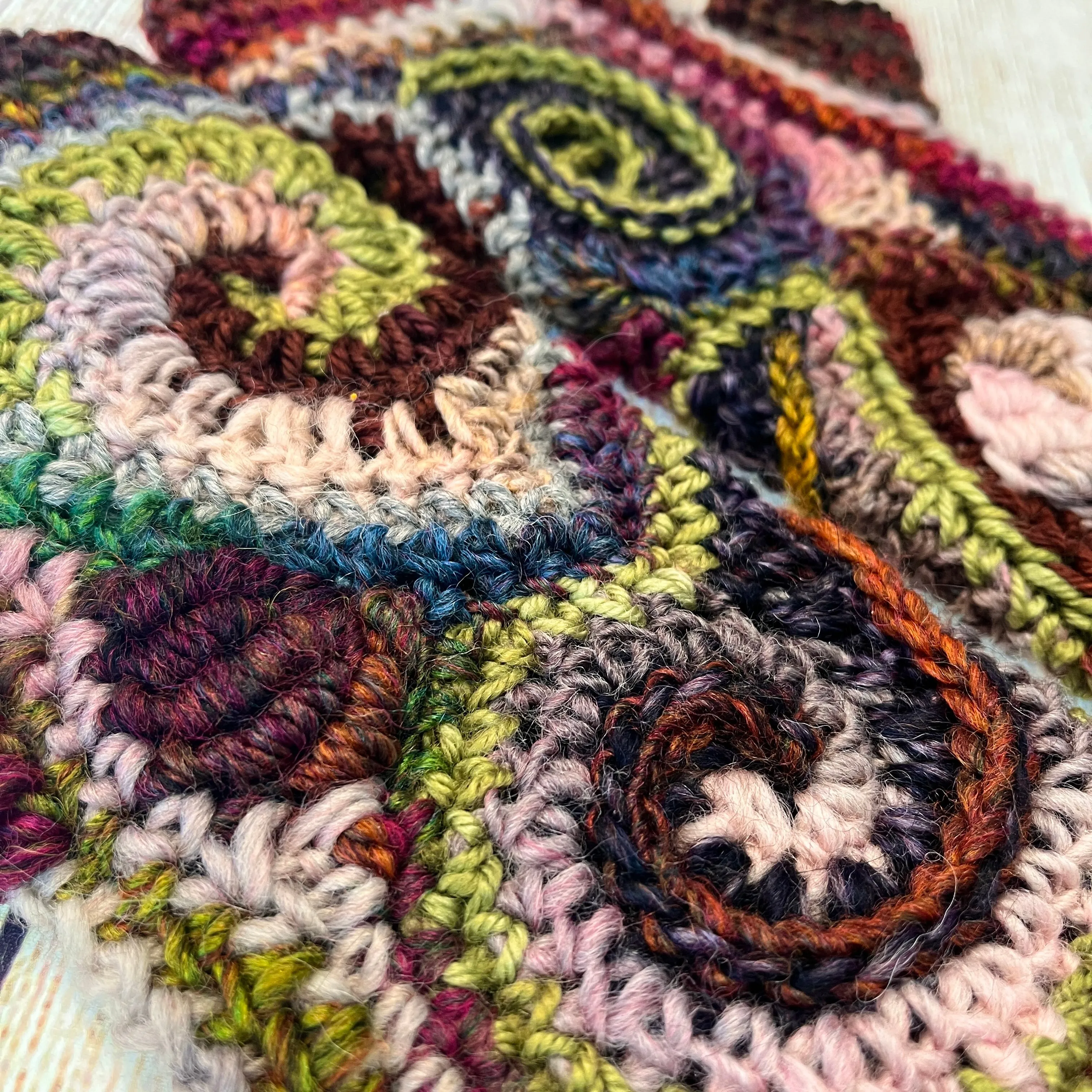 Earthy Freeform Crochet Gloves #2