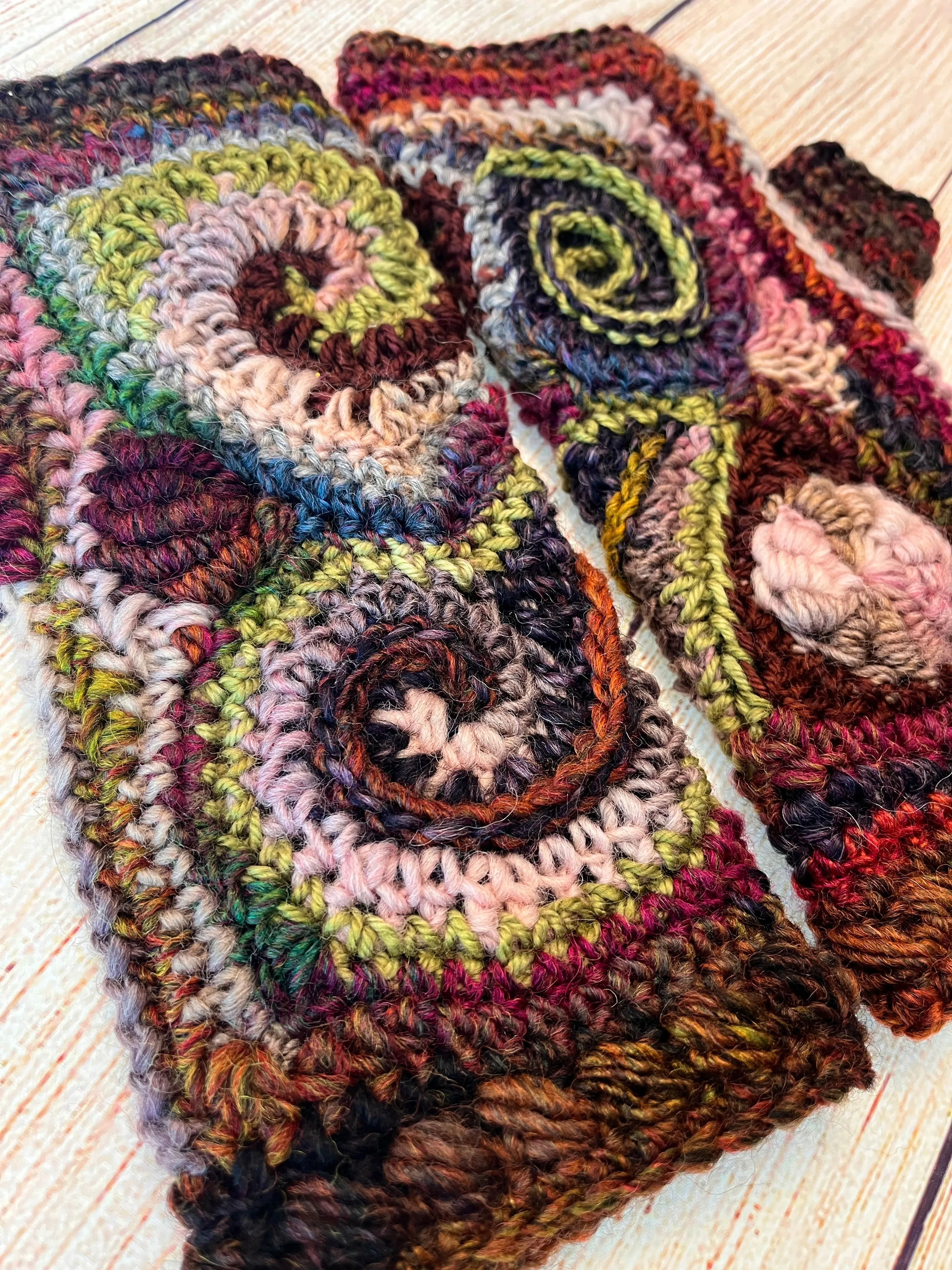 Earthy Freeform Crochet Gloves #2