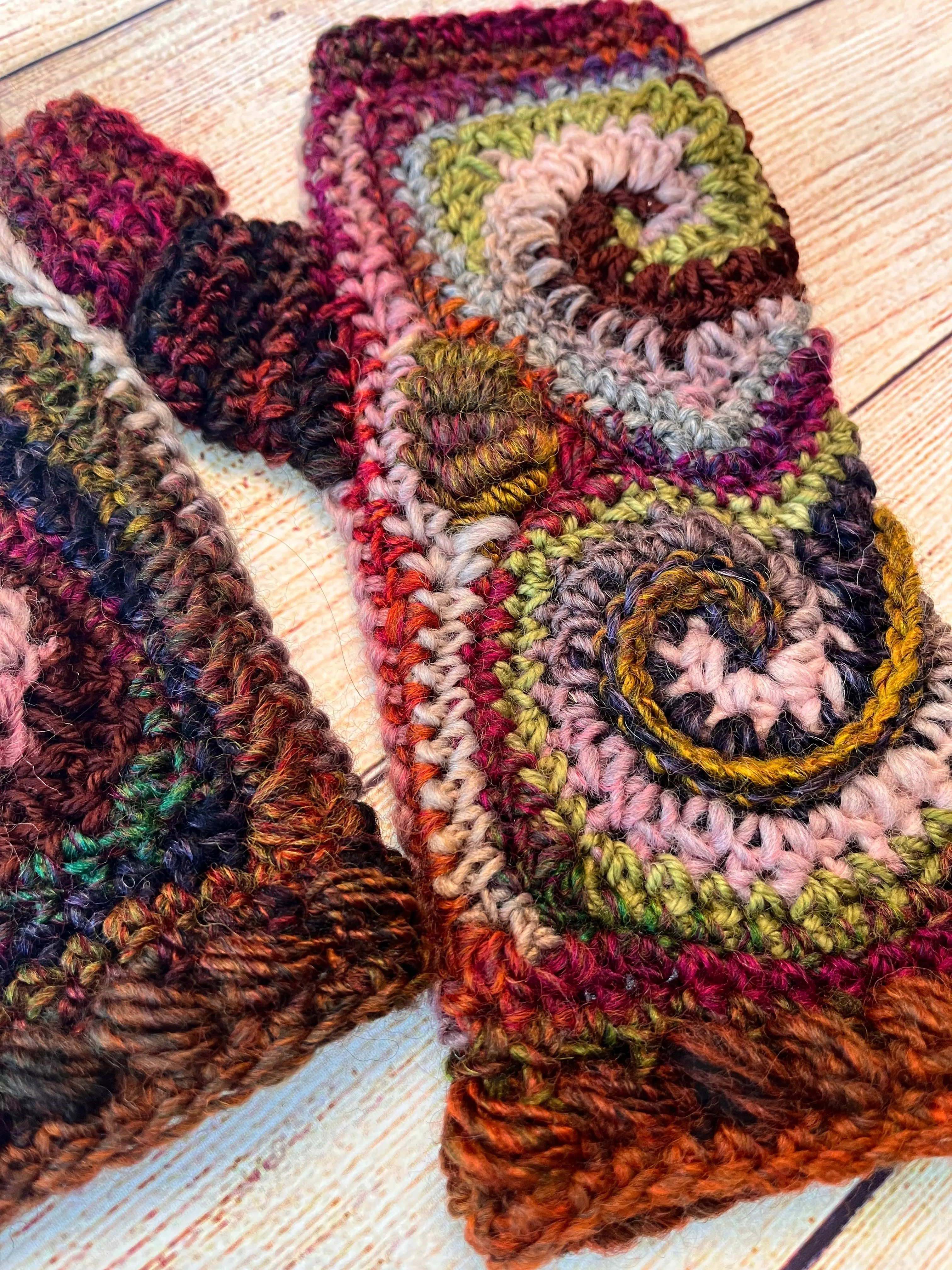 Earthy Freeform Crochet Gloves #2