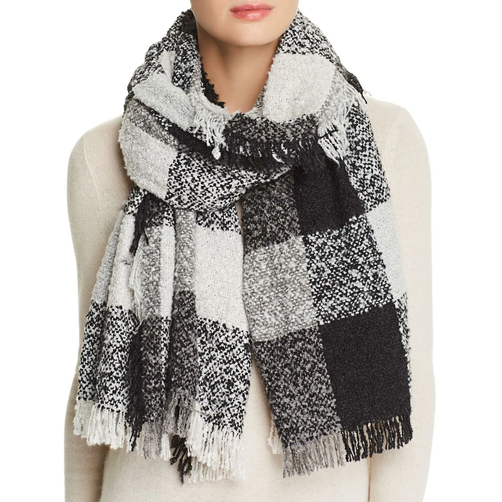 Echo Women's Lightweight Fringe Rectangle Check Scarf