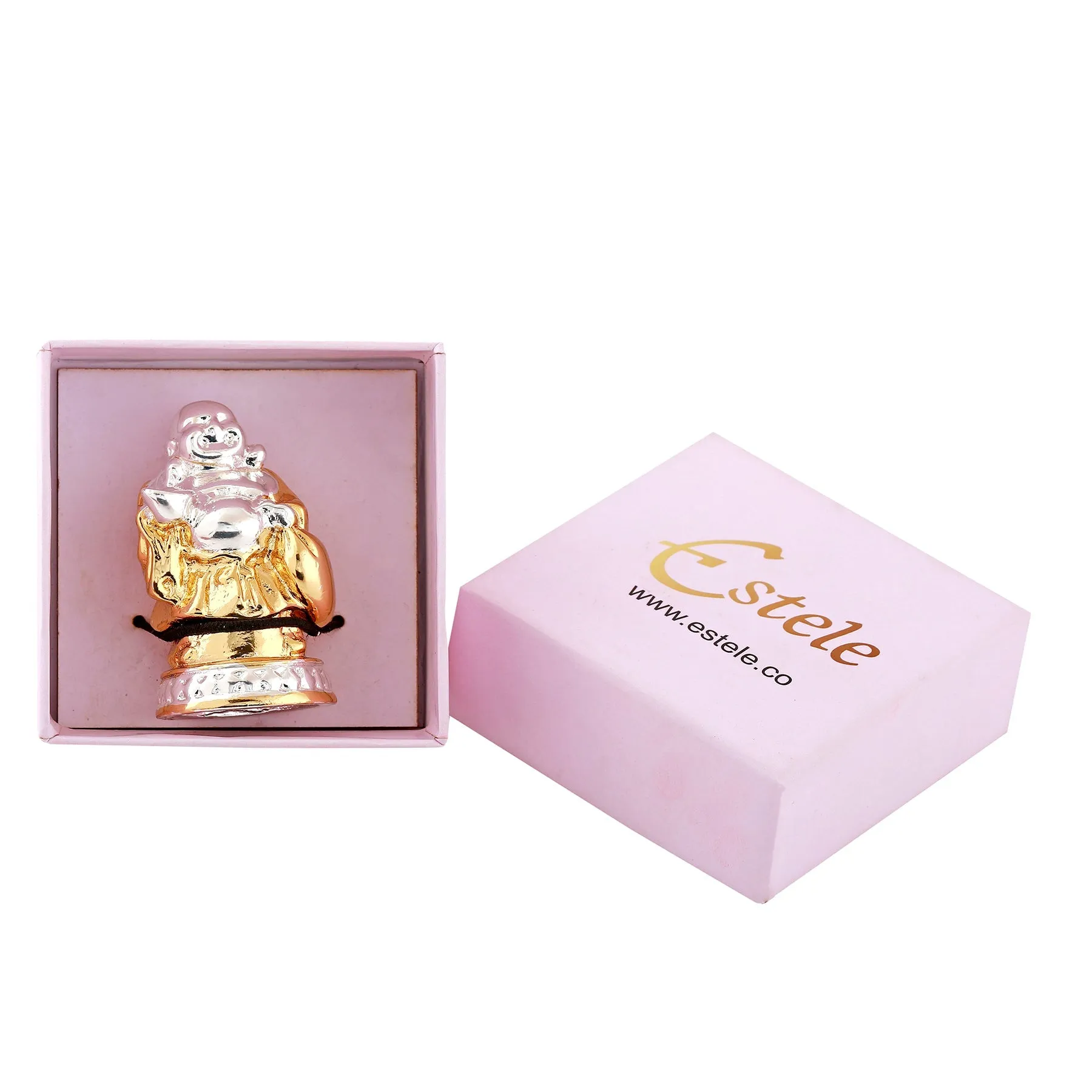 Estele Gold - Rhodium Plated Decorative Laughing Buddha Idol