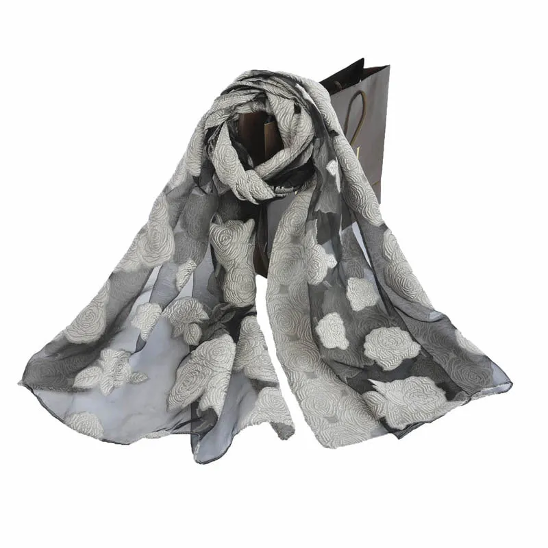 Ethnic Flower Print Long Scarf Shawl Fringed Scarves for Women Ladies Girls 70x180