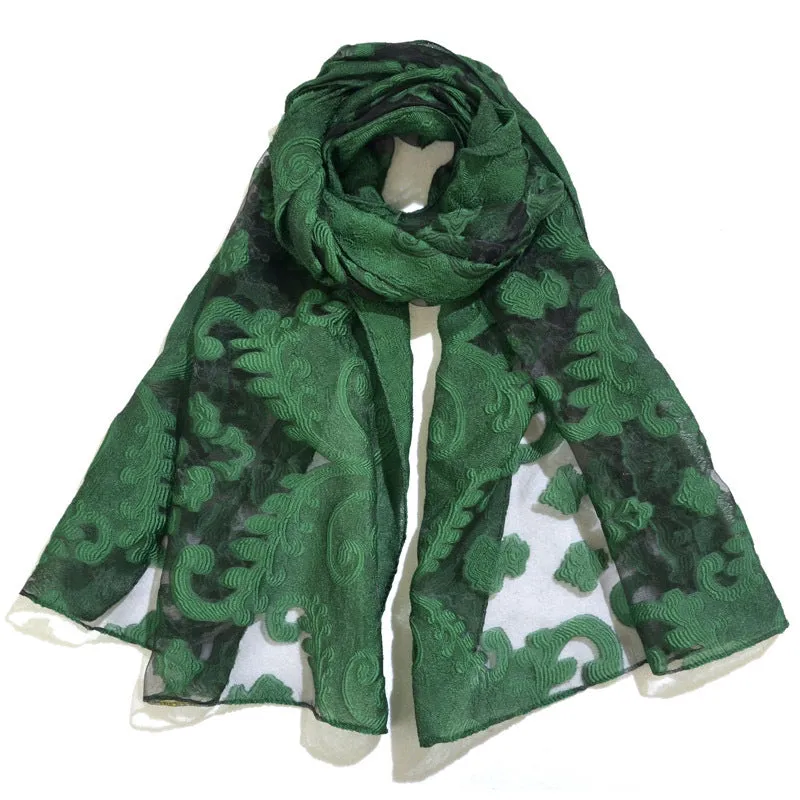Ethnic Flower Print Long Scarf Shawl Fringed Scarves for Women Ladies Girls 70x180