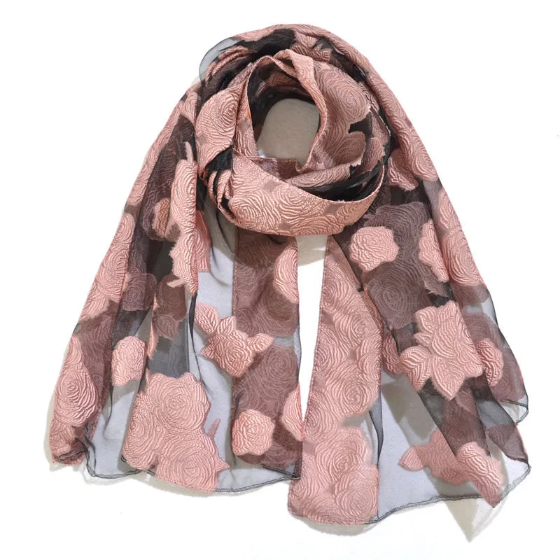 Ethnic Flower Print Long Scarf Shawl Fringed Scarves for Women Ladies Girls 70x180