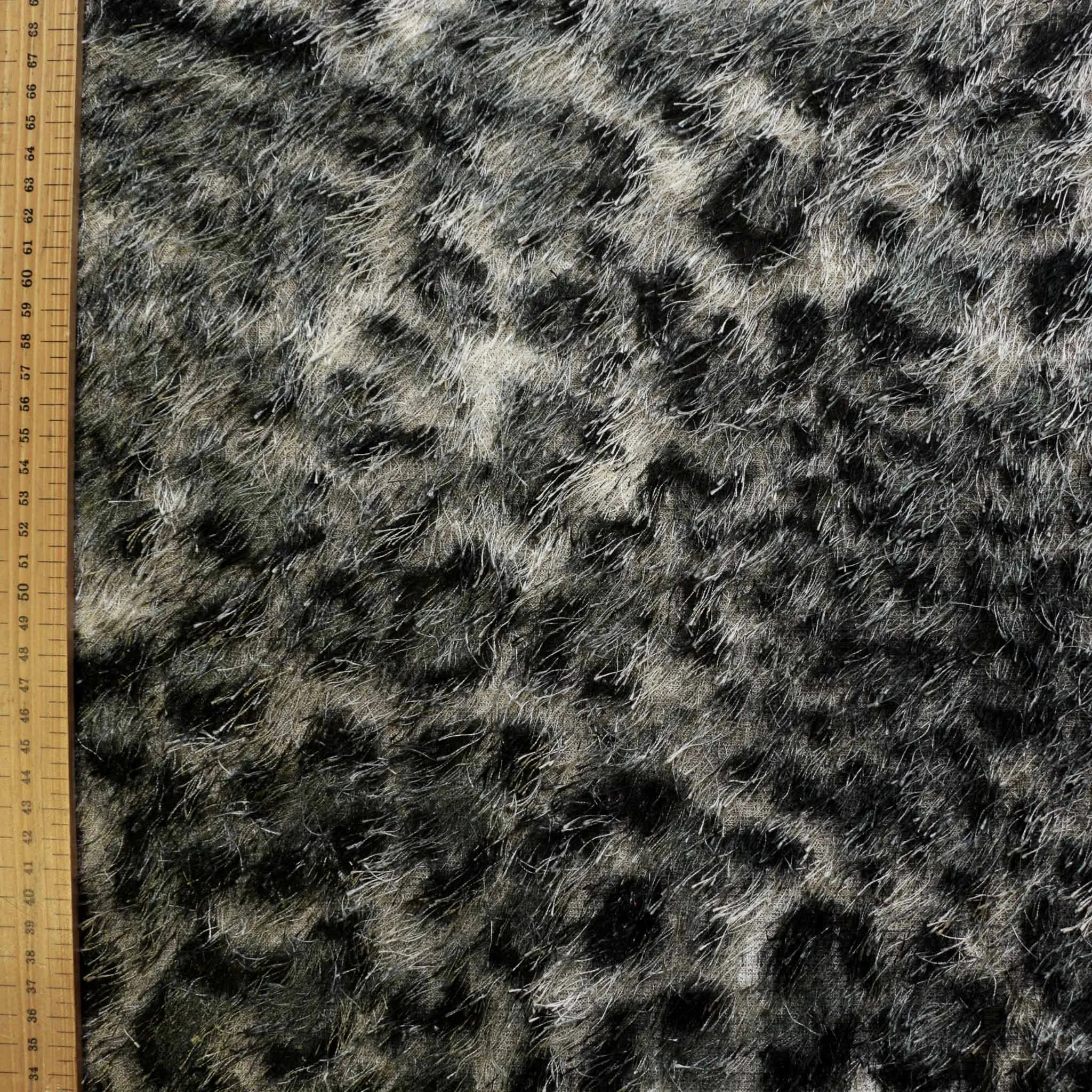 Eyelash Jersey Fabric - Grey and yellow