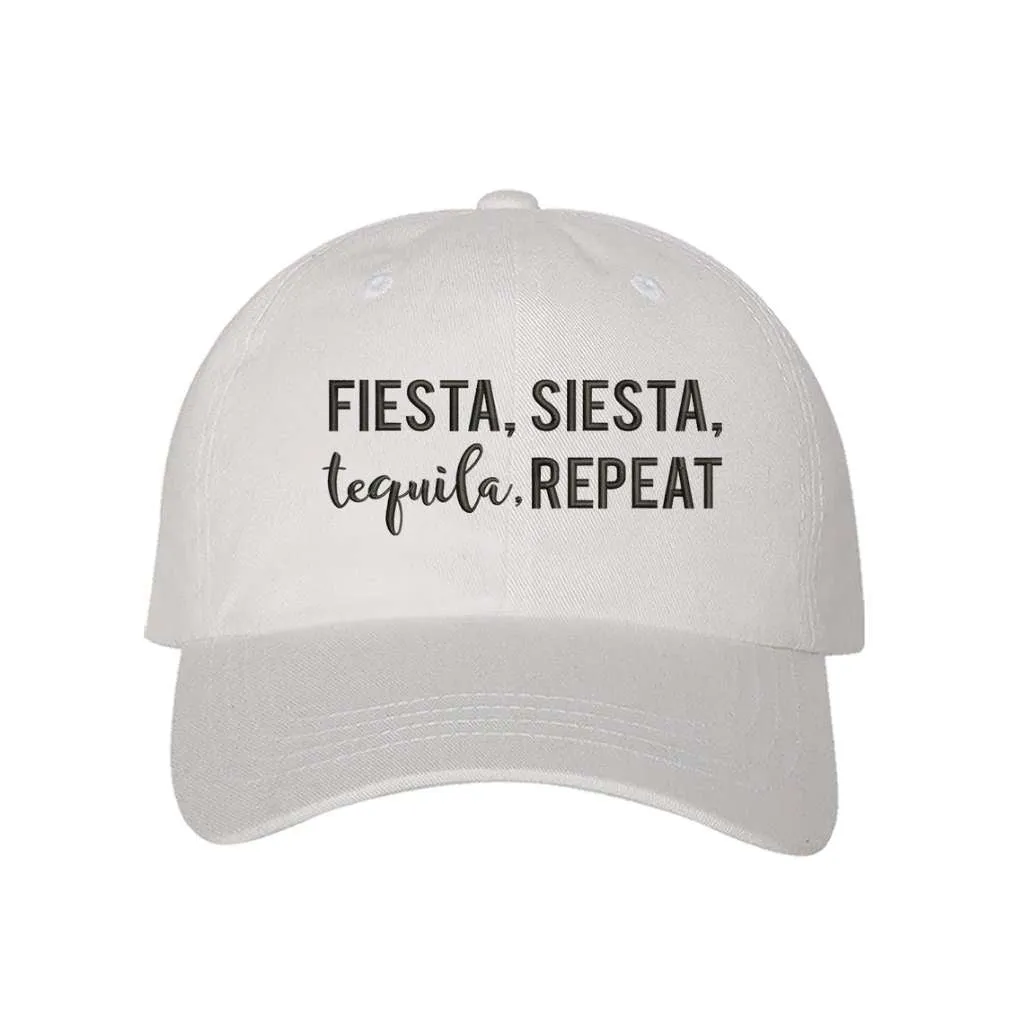 Fiesta Siesta Tequila Repeat Embroidered Baseball Hat