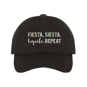 Fiesta Siesta Tequila Repeat Embroidered Baseball Hat