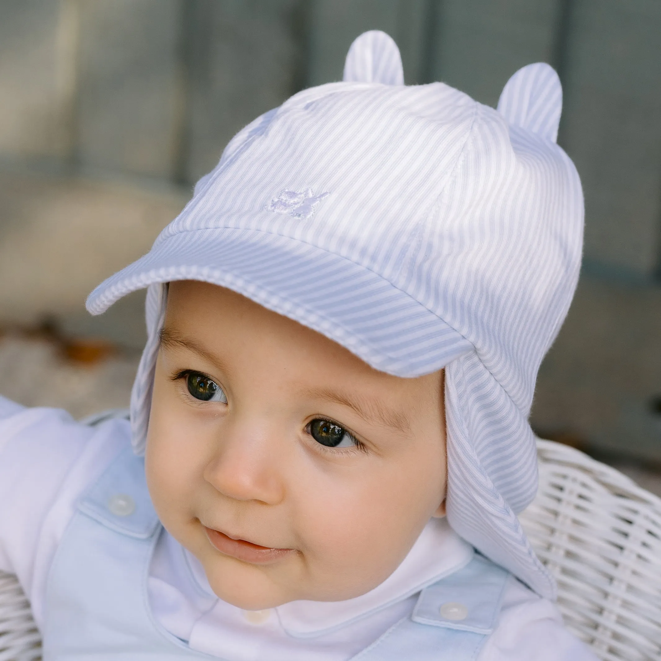 Finn Blue Striped Sun Cap With Ears
