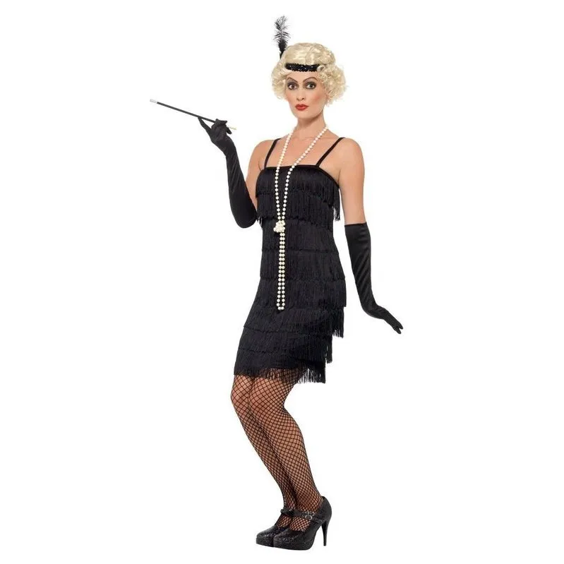 Flapper Costume - Black, with Short Dress
