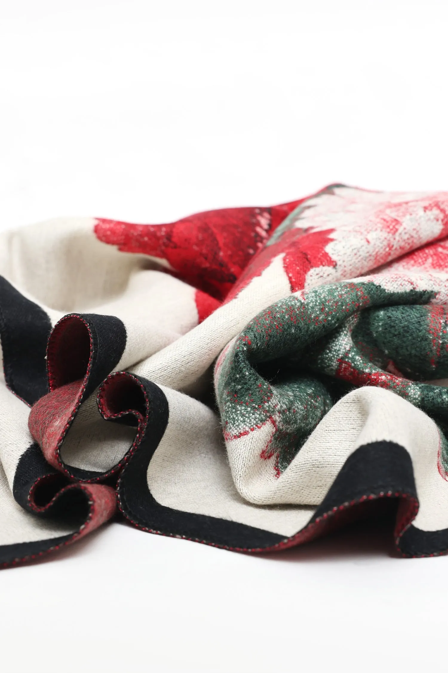FLORAL PRINT FRINGED SCARF