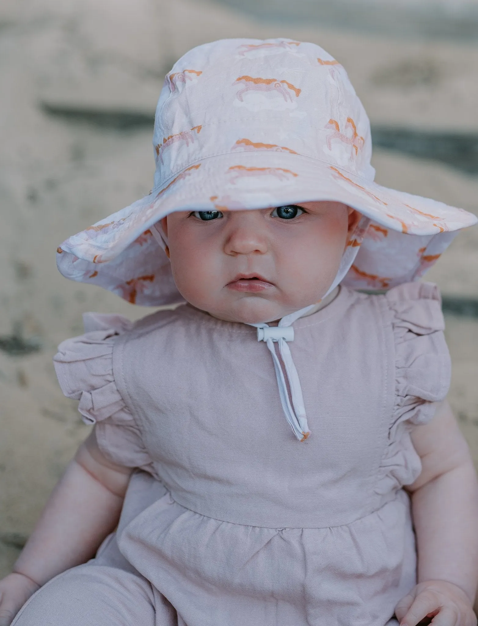Flying Unicorns Wide Brim Infant Sunhat