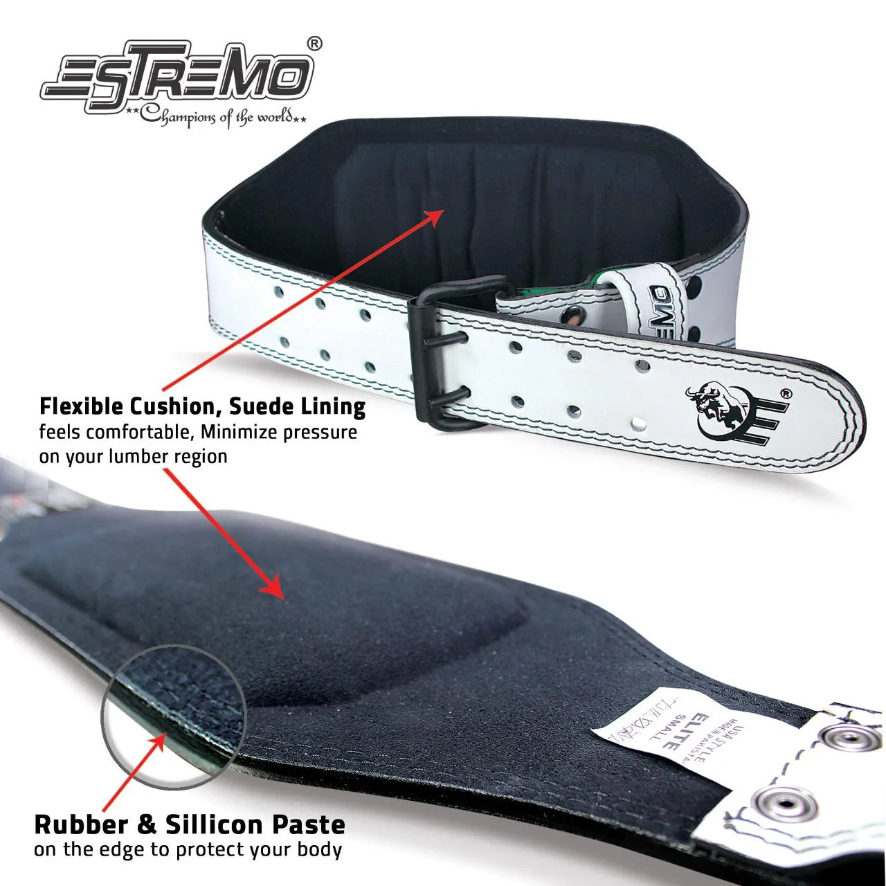 Genuine Leather Weightlifting Belt 6" Wide - White