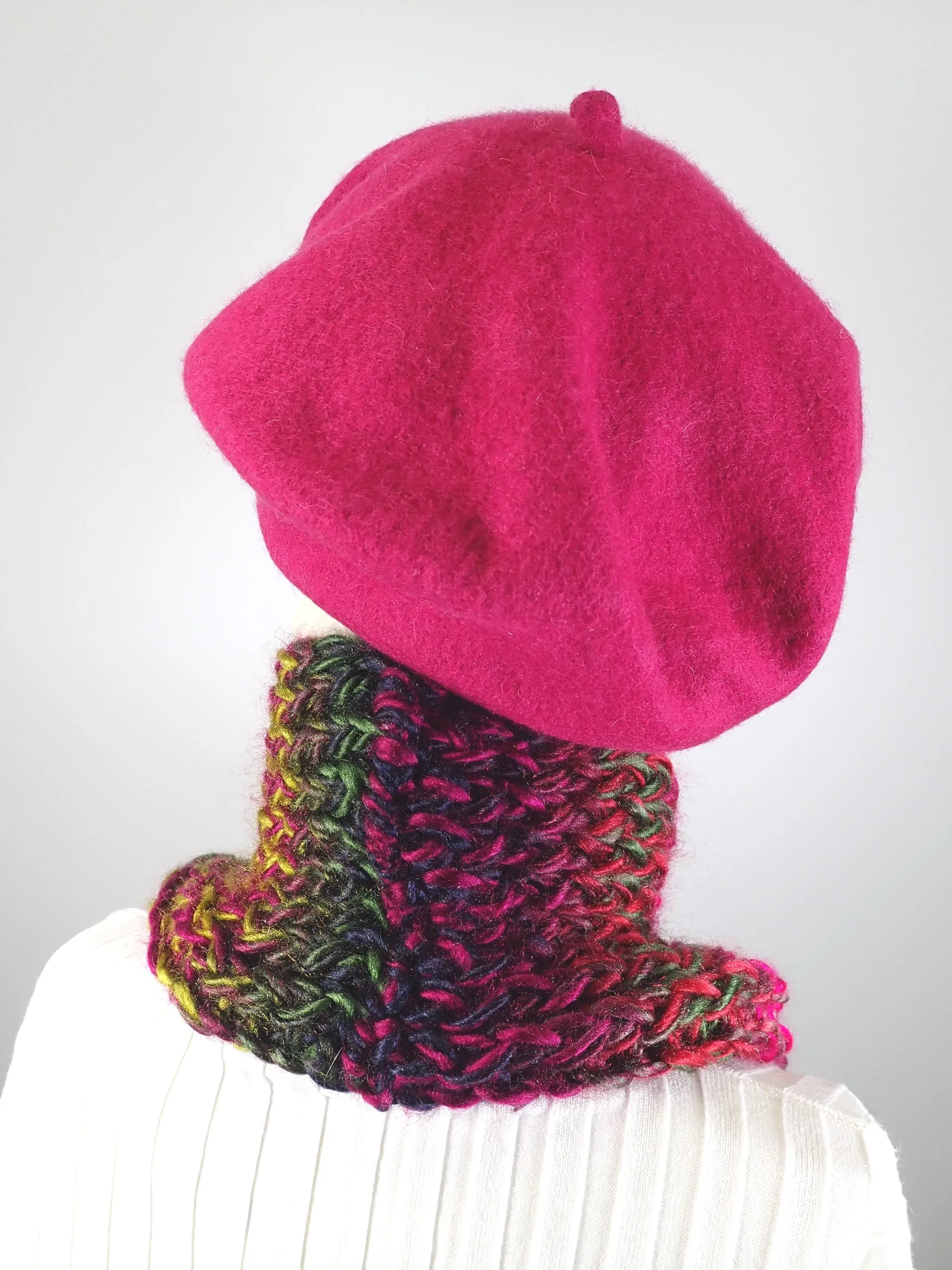 Gifts for her. Hand knitted cowl scarf. Multi color ladies scarf. Soft warm cowl scarf. Vivid acrylic yarn cowl scarf. Womens gift ideas