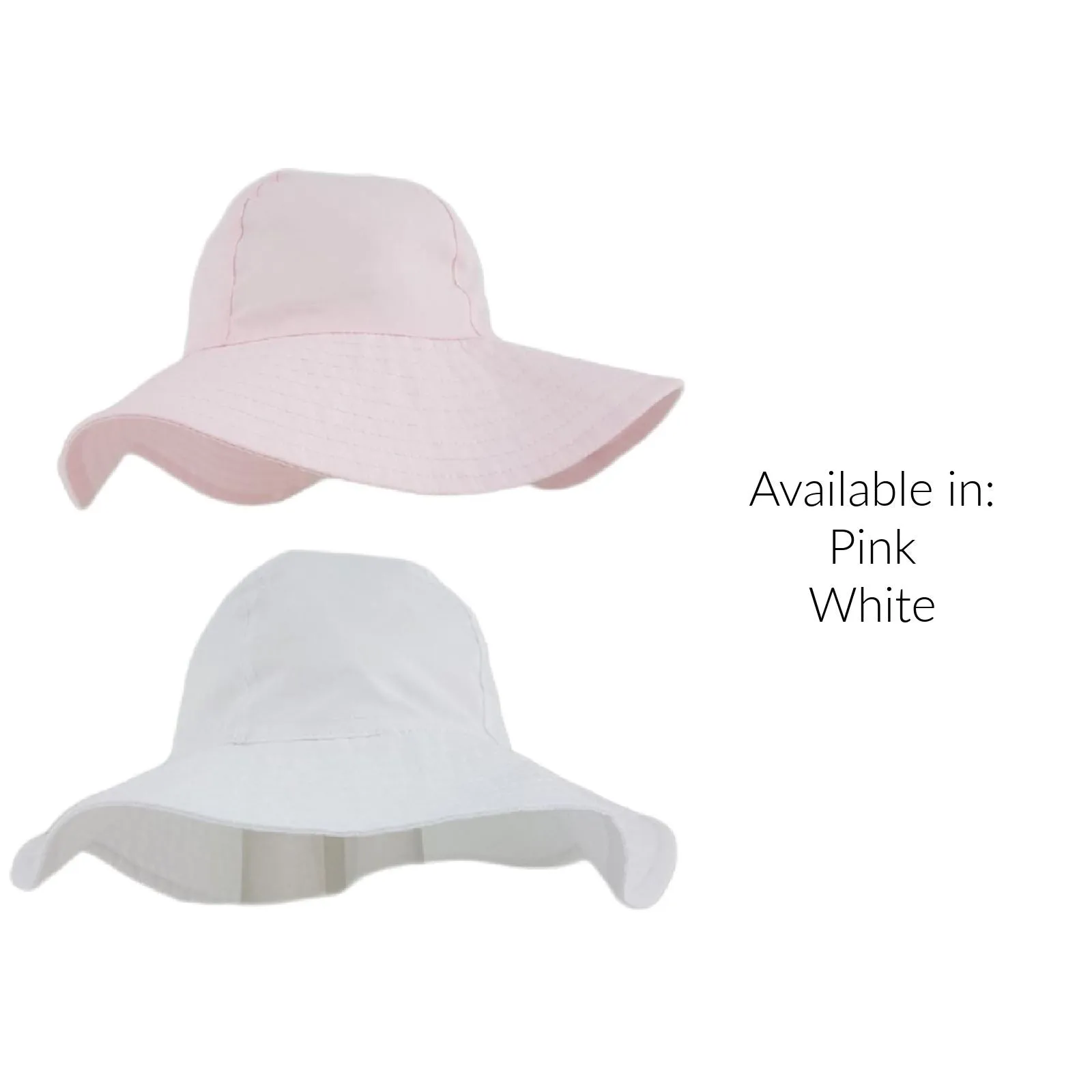 Girls Wide Brim Cotton Sun Hat - 0-3 Months to 2 Years