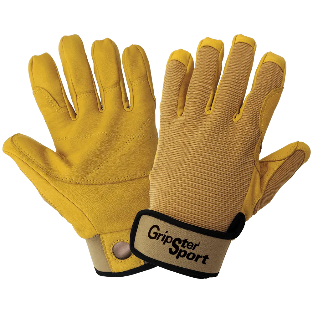 Global Glove & Safety SG5308 Gripster® Sport Ergonomic Premium Grade Grain Goatskin Leather Palm Belaying/Rappelling Climbing Gloves