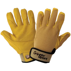 Global Glove & Safety SG5308 Gripster® Sport Ergonomic Premium Grade Grain Goatskin Leather Palm Belaying/Rappelling Climbing Gloves