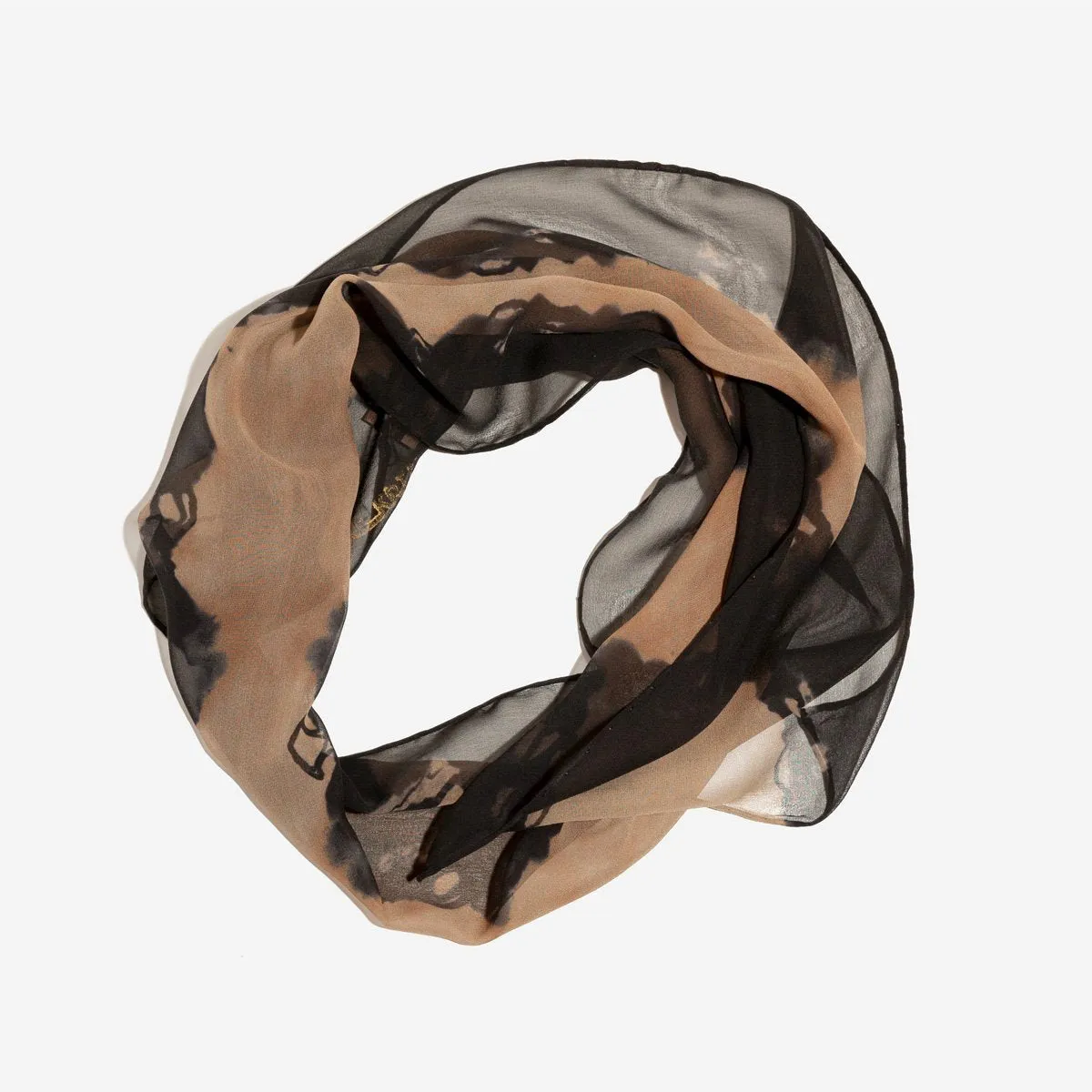 Golden Stripe Chiffon Scarf